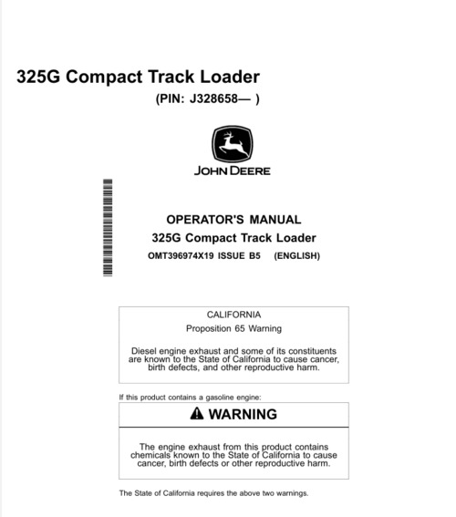 Product picture JOHN DEERE 325G SKID STEER LOADER OPERATORS MANUAL